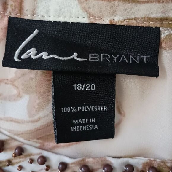 Lane Bryant Sheer Poncho Top Sz 2X 18 20 Beaded Leaf Print Tropical Kimono Flowy - Picture 7 of 13